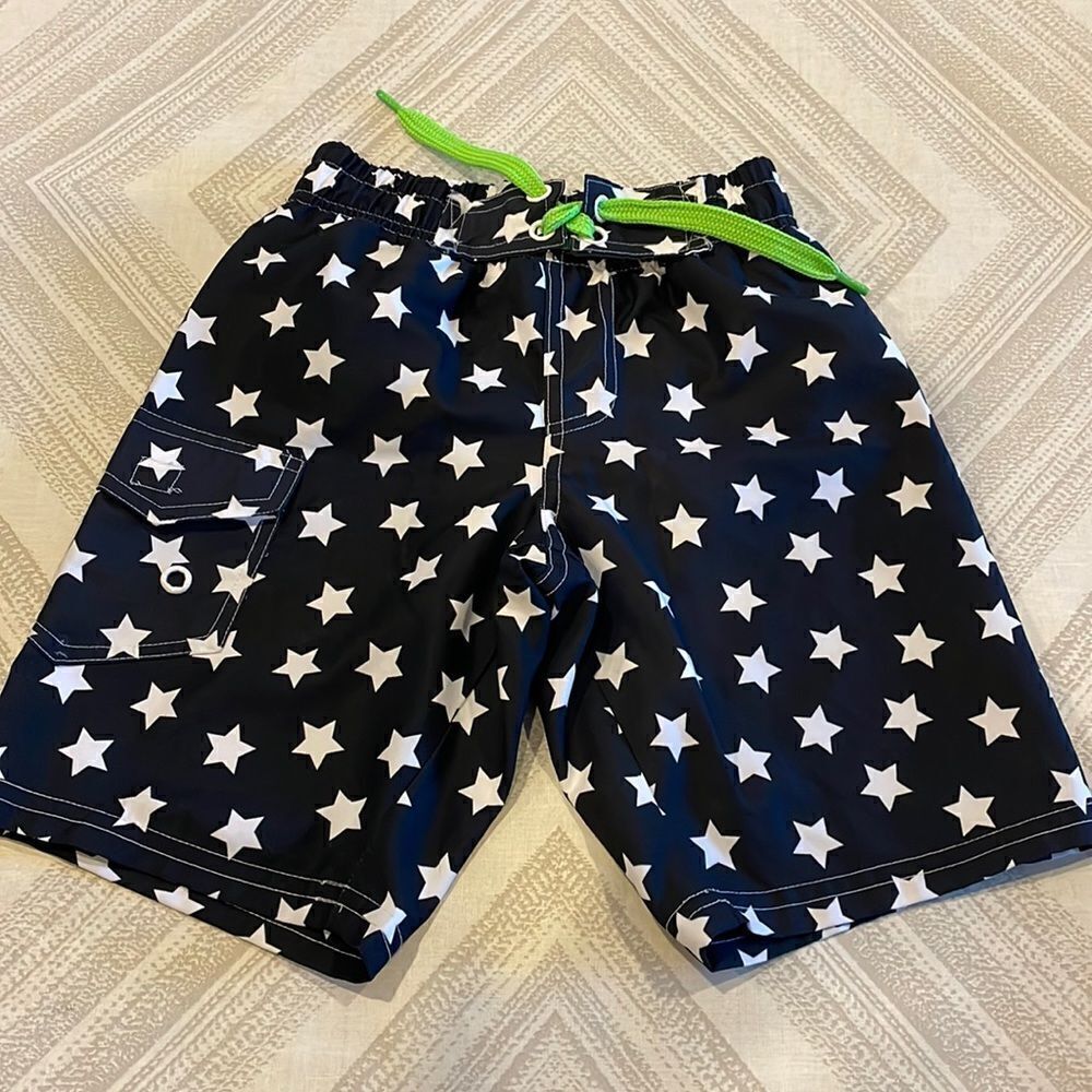 Mish Boys Navy Blue with White Stars Boys Swim Trunks